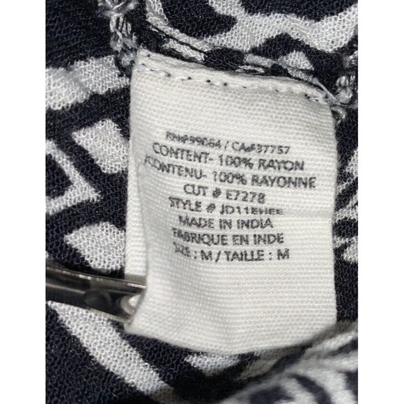 Billabong Sz MEDIUM Black White Scoop Back Flowy Blouse Tunic Top *VGUC - Picture 11 of 11